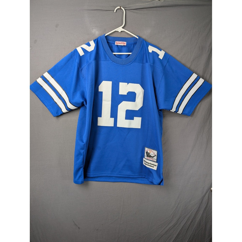 Mitchell & Ness Roger Staubach 1975 Dallas Cowboys Throwback Jersey Blue Size 52